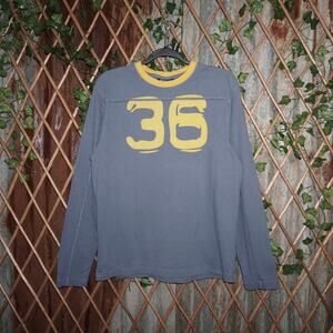 Small-Vintage Y2K structure football style raw hem 00s shirt